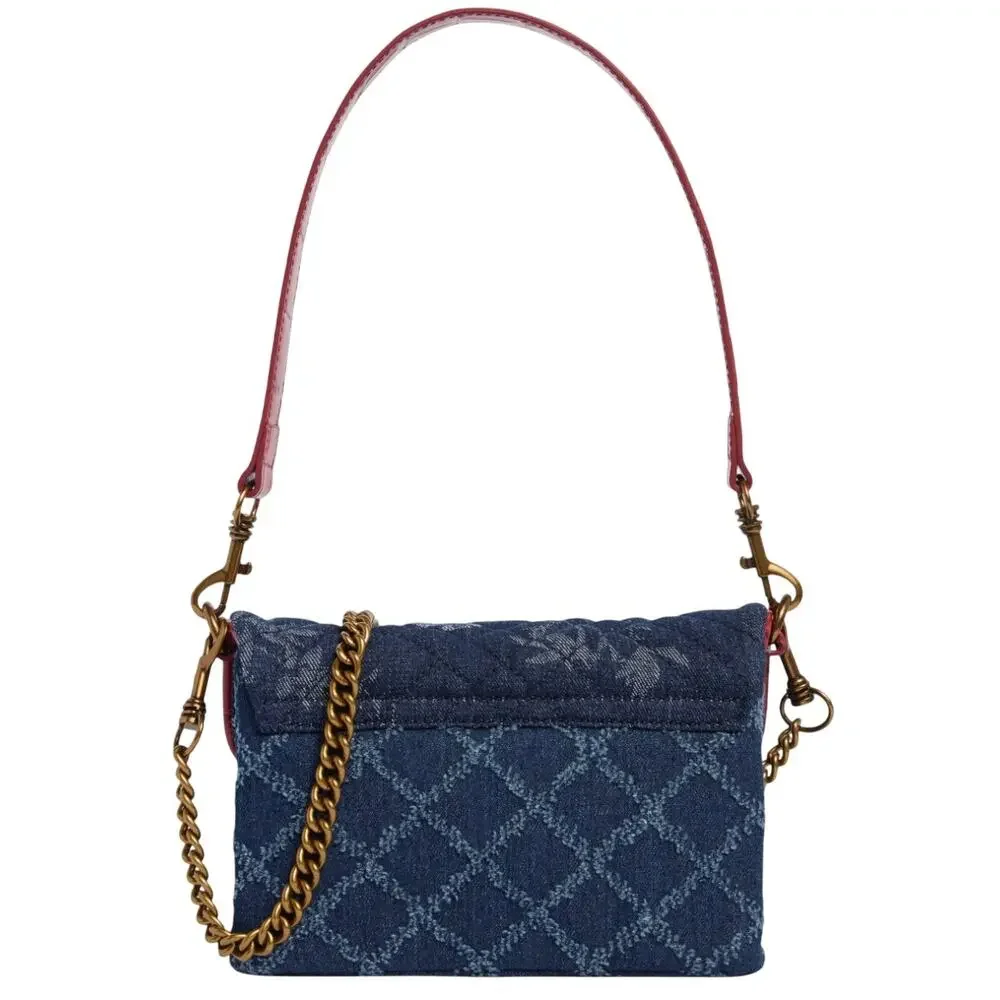 Kurt Geiger London Mini Brompton Quilted Floral Denim Shoulder Bag